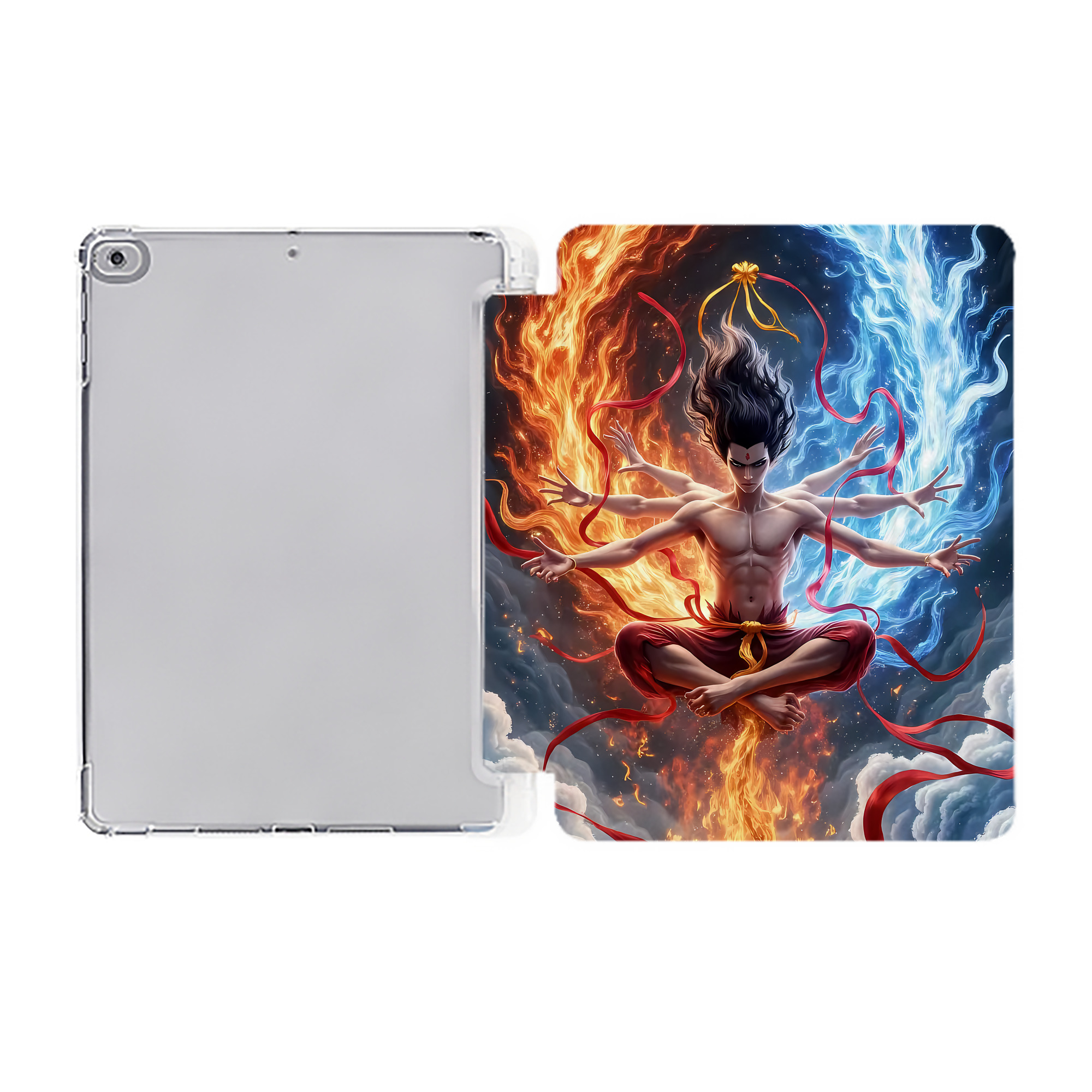 （画像用） Ne Zha 2 ナタ 魔童の大暴れ IPad ケース ペン収納付き 三つ折りスタンド PUレザー×シリコン 対応機種9.5/10.5/10.9インチ